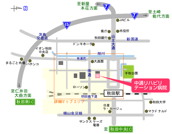 中通リハビリテーション病院広域地図 [27KB]