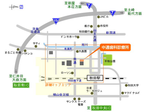 中通歯科診療所広域アクセスマップ [26KB]